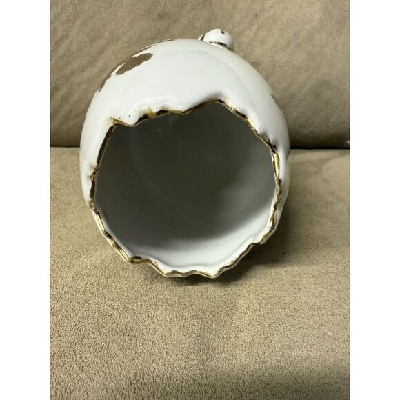 Vintage Napcoware Footed Egg Shape Vase. Gold & Black Flowers. Gold Trim 6" T - Picture 8 of 12